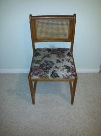 Chair : Wood and Rattan : NEW upholstered Seat : Clean,SmokeFree