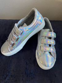 Silver Velcro Shoes Youth Size 3