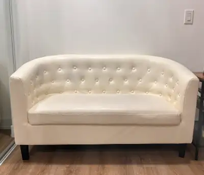 Off-white mid century modern loveseat/sofa, View more