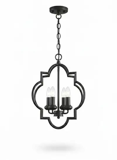 Black Foyer Chandelier 4-Light Fixture, View more