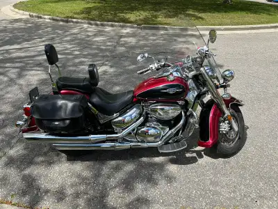 No accidents, upgrades include windshield, mustang seat with backrest, saddle bags, footboard, motor...