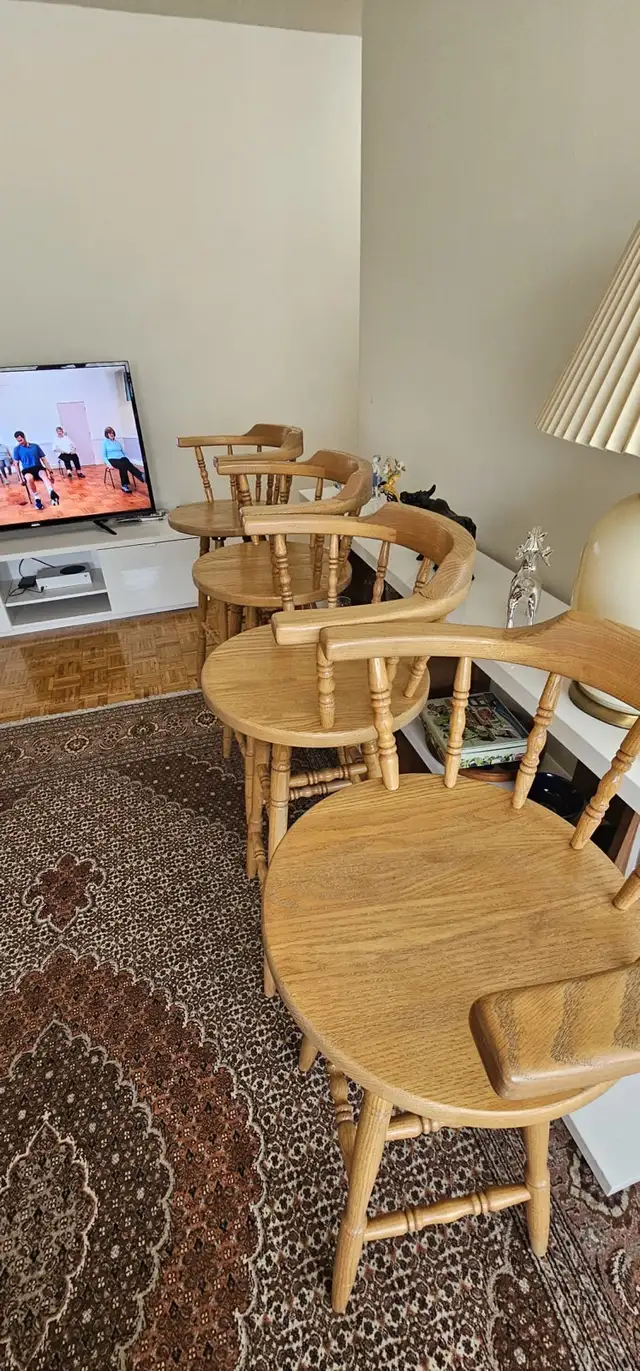 Wooden Swivel Bar Stool with Backrest in Chairs & Recliners in Markham / York Region - Image 7