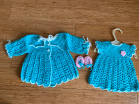Hand Crochet Baby 2- pc  Dress Set.