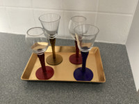 Small shot glasses with tray
