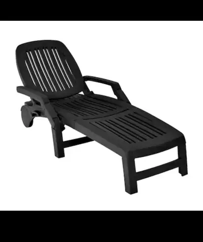 Black Plastic Frame C-spring Chaise Lounge Chair with Black Soli, View more