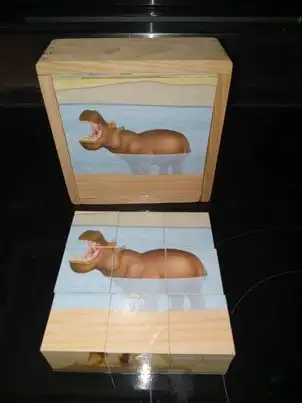 Zoo Animals Wooden Cube Puzzle in Toys & Games in St. Catharines - Image 4