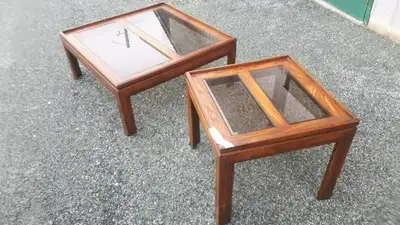 GLASS TOP COFFEE AND END TABLE, View more