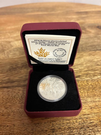 2014 Fine Silver $ '100th Anniversary of The First World War
