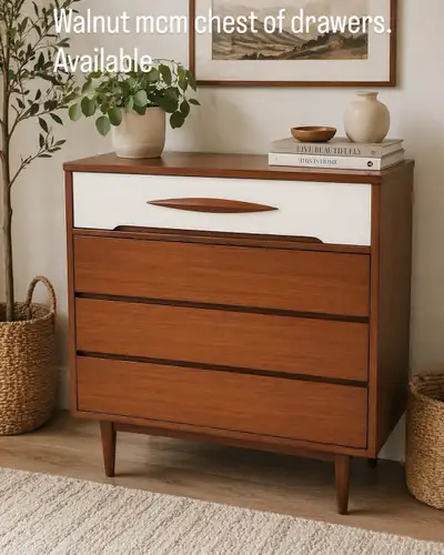 MCM walnut chest of drawers, View more