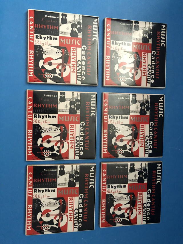 Music Rhythm  Guitars  Ceramic Tile Coasters square 4” set in Other in Markham / York Region - Image 3