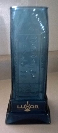 Luxor Casino Cobalt Blue Glass Embossed Vase