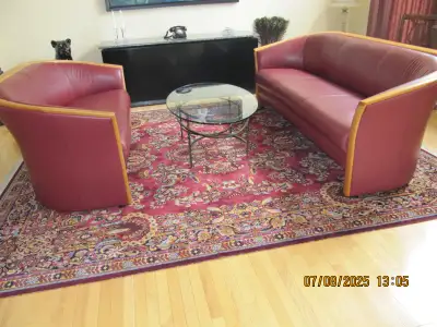 Ekornes Teak and Leather Sofa and Loveseat, View more