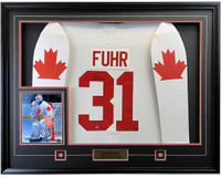 Signed framed Grant Fuhr 87' Canada Cup jersey Frameworth 