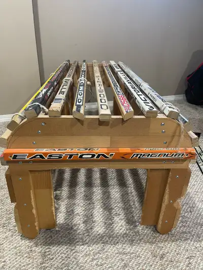 Homemade backyard rink bench , View more