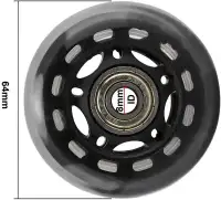 Lot de 8 roues de rechange pour patins à roulettes 64 mm Noir