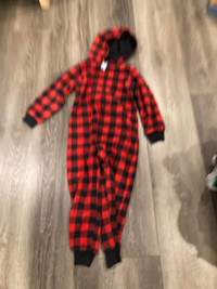 Footless fleece hooded pyjama (size 5/6)