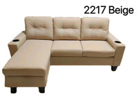 SALE- Anti Scratch Leather Sectionals With Cup Holders