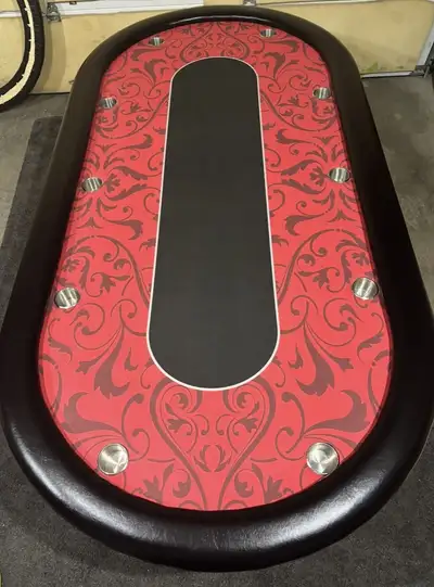 Brand New 8'x4' 10 player Red Elite Casino Poker Table Delivery, View more