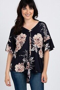 Floral Tie Front Top XL