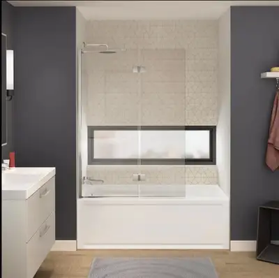 Écran de baignoire MAAX Axial Duo 42 x 58 po. sans cadre, chrome, View more