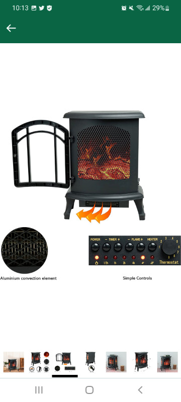 Bnib C- HOPETREE PORTABLE ELECTRIC FIREPLACE WITH remote in Fireplace & Firewood in Mississauga / Peel Region - Image 2