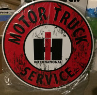 International Trucks Service LARGE 24” Embossed Metal Sign