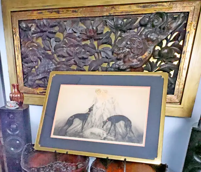 1930 Louis Icart 34.5" X  25" Print c/w Orig Gold Bakelite Frame in Arts & Collectibles in City of Halifax - Image 3