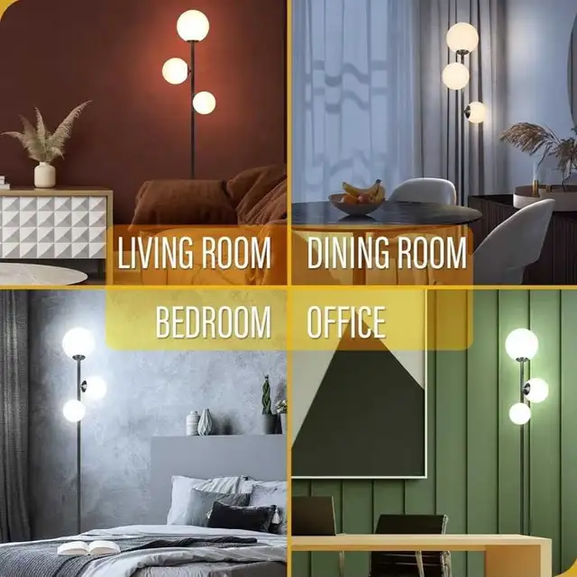 3 Globe Vintage Floor Lamp - 3 Color Options Moderm Floor Lamps  in Indoor Lighting & Fans in Markham / York Region - Image 4