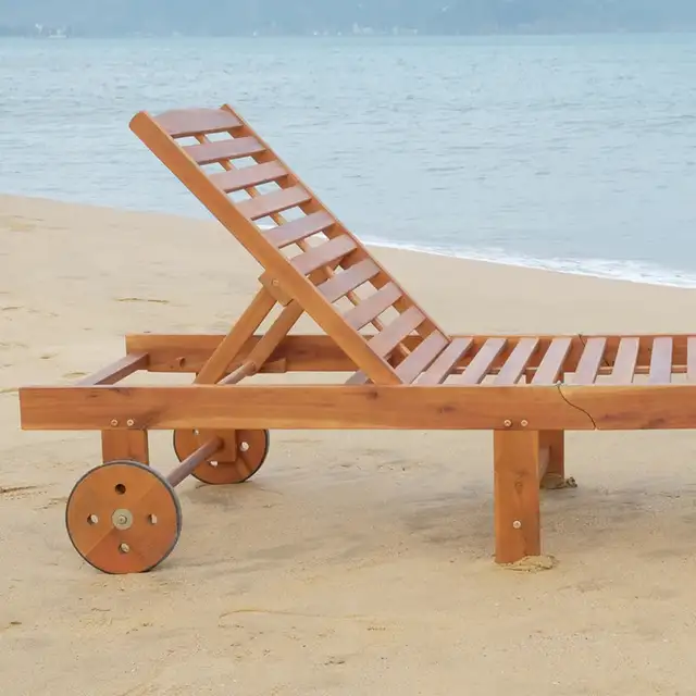 Outdoor Patio Lounger with 4-Level Adjustable Backrest, Acacia  in Patio & Garden Furniture in Markham / York Region - Image 9