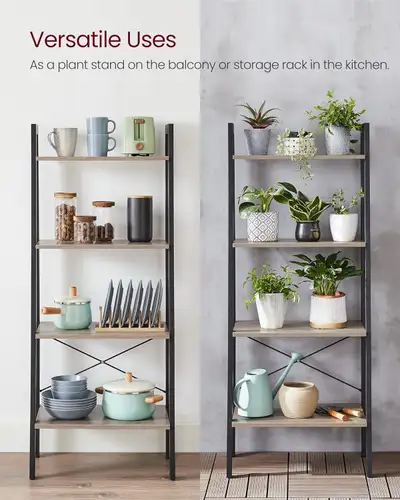 Sturdy 4 Tier Bookshelf, Storage Rack, Bookcase with Steel Frame, View more