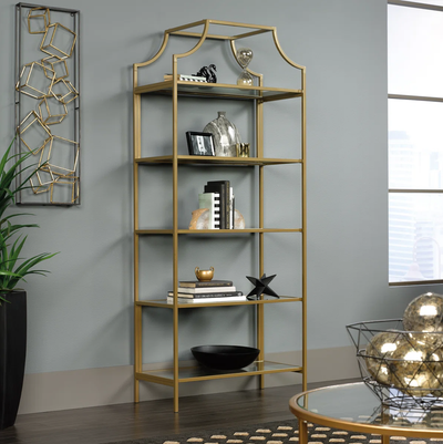 Luxury Designer GOLD BOOKCASE DISPLAY CABINET 5 glass shelves, View more