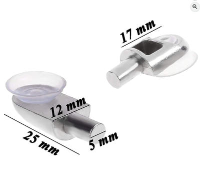 10-Pack 5mm Silver Clear Suction Cup Glass Shelf Support Holder, View more