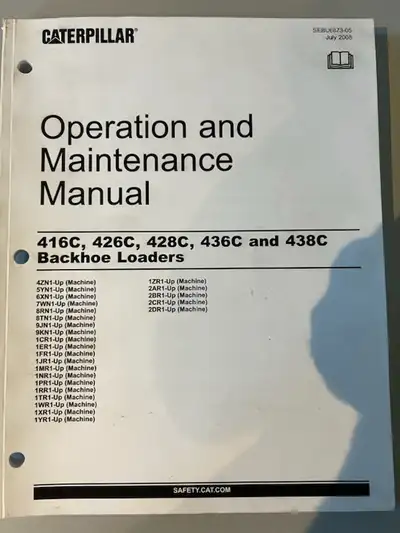 Operation and Maintenance Manual for Cat 416 C, 426 C, 428 C, 436 C, & 438 C This Manual covers the...