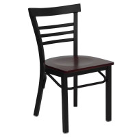 New Flash Furniture Black Ladder Chair-Mah Seat