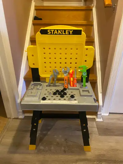 Stanley Jr. Mega Power N' Play Workbench - Includes tools and bolts - Table saw attached - Built in...
