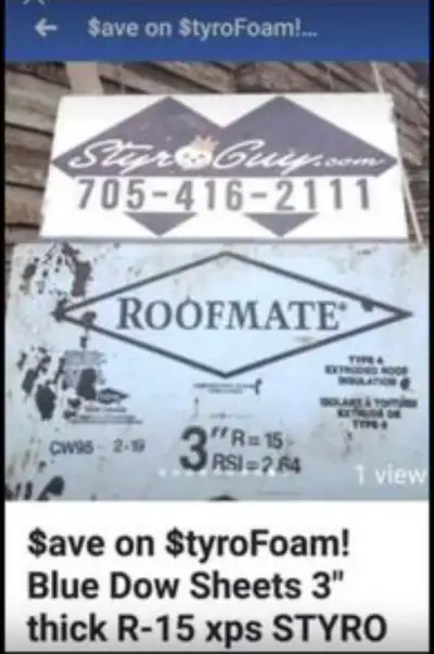 ♻️Half price of new sheets! STYROfoam 3" thick BLUE 2x4 R-15 Sheets for ONLY $18 each in Kimberley!...