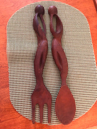 Set of wooden spoon and fork