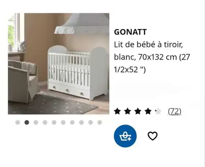 Lit de bébé blanc à tiroir (IKEA), View more