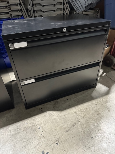Lateral Two drawer Black File Cabinet, metal,, View more