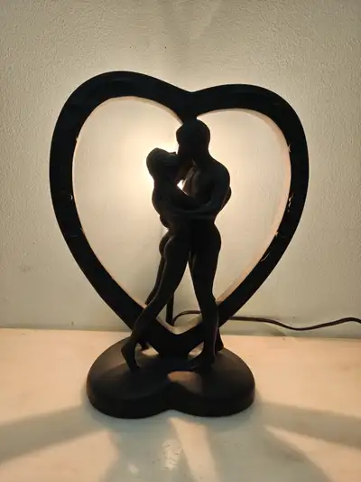 Vintage resin kissing lover couple desk table lamp, View more