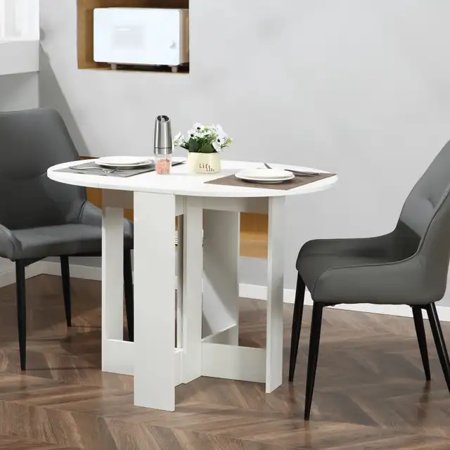 Folding Dining Table, 41" Drop Leaf Table for Small Spaces, Oval in Dining Tables & Sets in Markham / York Region - Image 10
