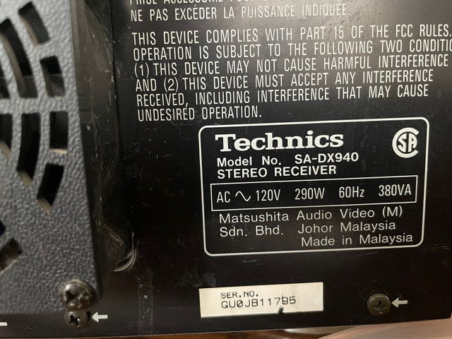 Technics AV Stereo Receiver SA-DX940 in Stereo Systems & Home Theatre in Ottawa - Image 3