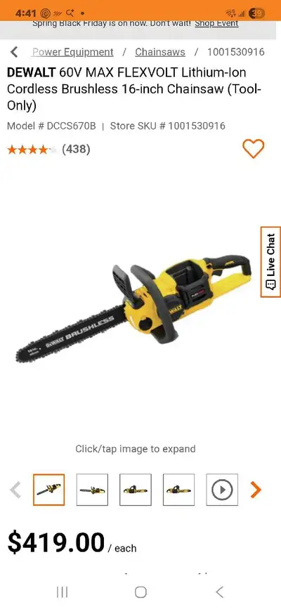 brand new dewalt chainsaw 16in 60v, View more