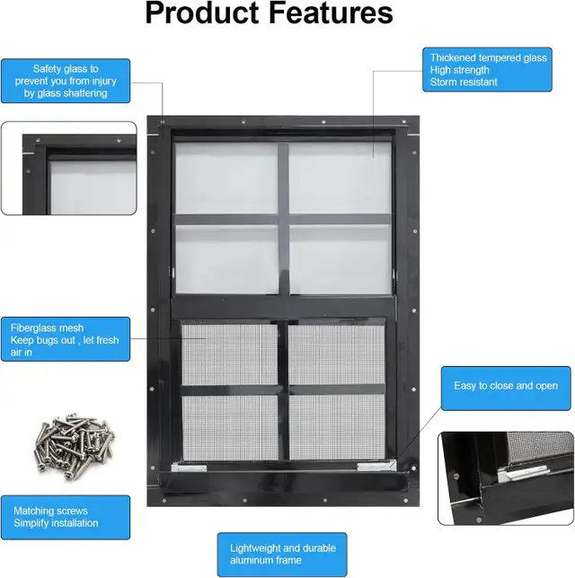 2-Pack Shed Window with Black Frame, 24" x 27" - NEW in Outdoor Tools & Storage in City of Toronto - Image 8