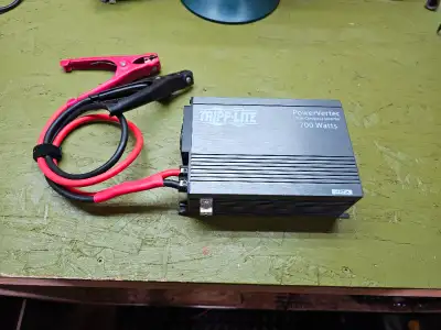 tripp-lite pv700hf power inverter with clamp cables installed. Tripp Lite Ultra-Compact Inverter 700...