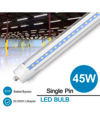 CNSUNWAY 8FT LED Bulbs, 45W 5400LM Super Bright T8 Single Pin LE