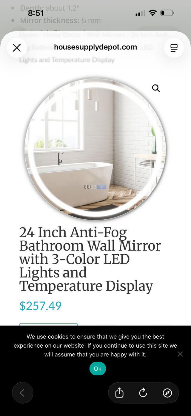 Costway 24 Inch Bathroom Mirror - LED Lighting