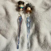 Venetian Murano Style Glass Twist Icicles King & Queen Ornaments