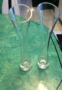 2 Matching Glass Vases