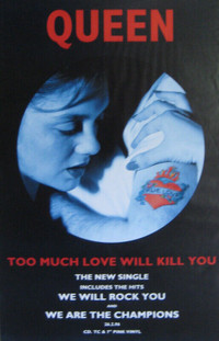 Queen 1996 Too Much Love Will Kill 3.5 X 5 FOOT SUBWAY POSTER